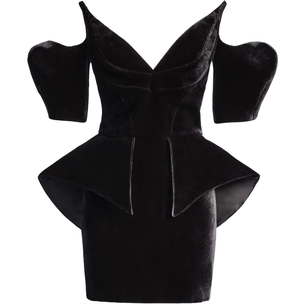 Mugler Iconic Velvet Peplum Dress, Mugler x HM H&M, sz Large, XXS NWT